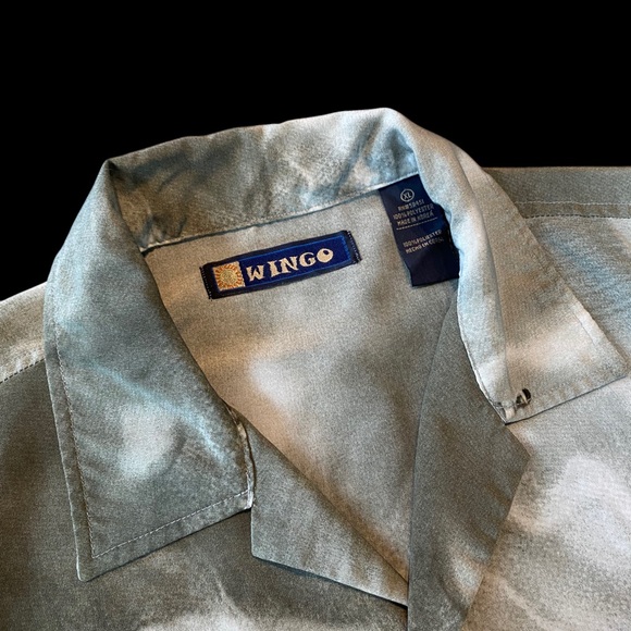 Y2K 00s Wingo Anime Graphic Japan Pagoda Button Down Shirt AOP Polyester Mens XL - Picture 5 of 11